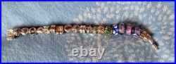 Chamilia 20cm Silver Bracelet with 18x charms, beads & stoppers great condition