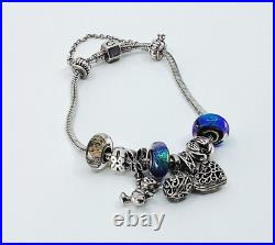 Chamilia Charm Bracelet With Charms and Safety Chain Attachment. Love Themed