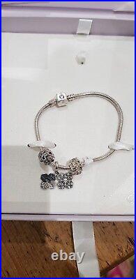 Chamilia Sterling Silver snap clasp bracelet with charms 19cm NIB