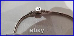 Chamilia Sterling Silver snap clasp bracelet with charms 19cm NIB