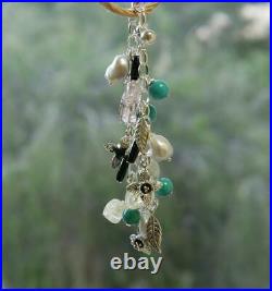 Charm Bracelet Pearl, Agate and Turquoise Gemstones Sterling Silver New 21cm