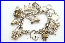 Charm Bracelet Silver Jewellery Ship Hedgehog Boot 15 Charms 91.5 Grams