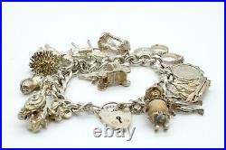 Charm Bracelet Silver Jewellery Ship Hedgehog Boot 15 Charms 91.5 Grams