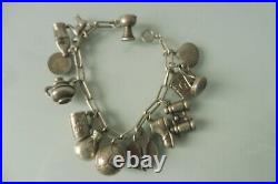 Charm Bracelet, Silver with 15 Beautiful Pendants, Charms, Lovely, Old Bracelet