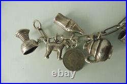 Charm Bracelet, Silver with 15 Beautiful Pendants, Charms, Lovely, Old Bracelet