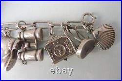 Charm Bracelet, Silver with 15 Beautiful Pendants, Charms, Lovely, Old Bracelet