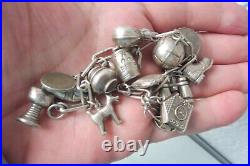 Charm Bracelet, Silver with 15 Beautiful Pendants, Charms, Lovely, Old Bracelet