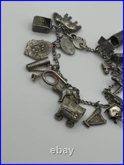 Charm Bracelet Sterling Silver 17 Charms Vintage