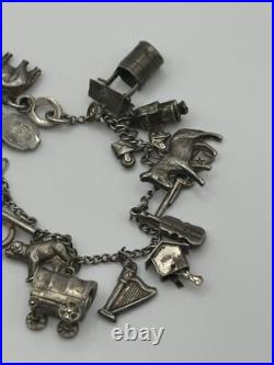 Charm Bracelet Sterling Silver 17 Charms Vintage