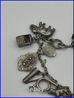 Charm Bracelet Sterling Silver 17 Charms Vintage