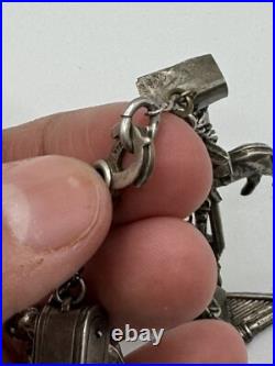 Charm Bracelet Sterling Silver 17 Charms Vintage