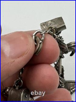 Charm Bracelet Sterling Silver 17 Charms Vintage