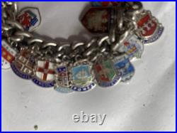 Charm Bracelet With 35approx. UK County National Crests Sterling Silver 60 Gram Charm Bracelet With 35approx. UK County National Crests Sterling Silver 60 Gram
