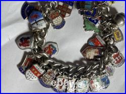 Charm Bracelet With 35approx. UK County National Crests Sterling Silver 60 Gram Charm Bracelet With 35approx. UK County National Crests Sterling Silver 60 Gram
