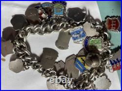 Charm Bracelet With 35approx. UK County National Crests Sterling Silver 60 Gram Charm Bracelet With 35approx. UK County National Crests Sterling Silver 60 Gram