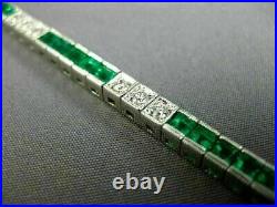 Charm Tennis Bracelet 14K White Gold Finish 10 Ct Created Cut Emerald & Diamond