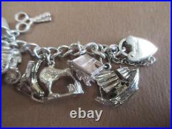 Charm bracelet, silver, 18 charms, vintage
