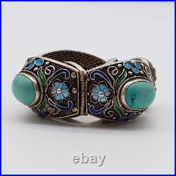 Chinese Export Silver For Scandinavia 925 Silver Bracelet with Turquoise (224)