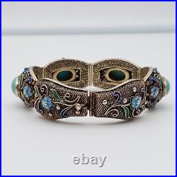 Chinese Export Silver For Scandinavia 925 Silver Bracelet with Turquoise (224)