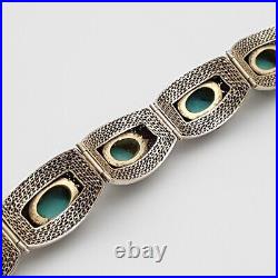 Chinese Export Silver For Scandinavia 925 Silver Bracelet with Turquoise (224)