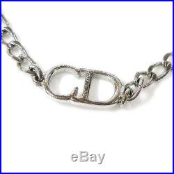 Christian Dior CD Logos Charm Silver Chain Bracelet Bangle Authentic AK44387
