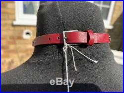 Christian Dior Silver tone Dark Red Calfskin Leather Wrap Charm Bracelet