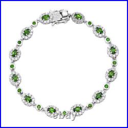 Chrome Diopside and Zircon Station Bracelet in Silver Metal Wt. 10.4 Gms