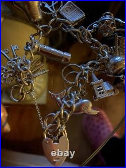Chunky Hallmarked Silver Birmingham 1965 11 Charms 81g Of Silver