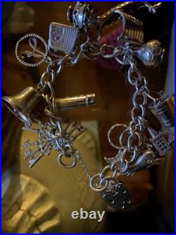 Chunky Hallmarked Silver Birmingham 1965 11 Charms 81g Of Silver