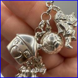Chunky Sterling Silver 925 Charm Bracelet 30g Hallmarked Collectible Statement