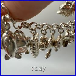 Chunky Sterling Silver 925 Charm Bracelet 30g Hallmarked Collectible Statement