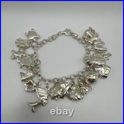 Chunky Sterling Silver 925 Charm Bracelet 30g Hallmarked Collectible Statement