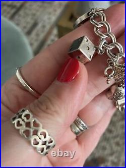 Chunky Vintage Silver Charm Bracelet Stunning Charms Love And Family Theme