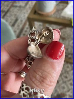 Chunky Vintage Silver Charm Bracelet Stunning Charms Love And Family Theme