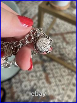 Chunky Vintage Silver Charm Bracelet Stunning Charms Love And Family Theme