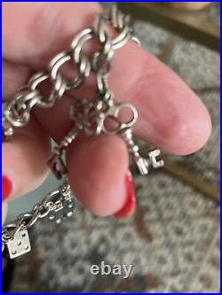 Chunky Vintage Silver Charm Bracelet Stunning Charms Love And Family Theme