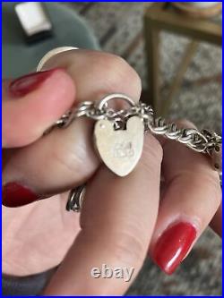 Chunky Vintage Silver Charm Bracelet Stunning Charms Love And Family Theme