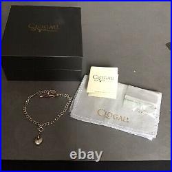 Clogau silver and 9ct gold T bar charm bracelet with heart charm