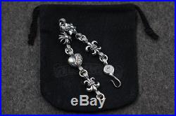 Custom 925 Sterling Silver High-end Letter Cross Biker Rock Charm Hook Bracelet