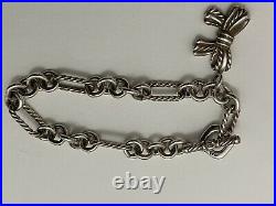 DAVID YURMAN Bow Charm Figaro Link Sterling Silver and Gold Toggle Bracelet