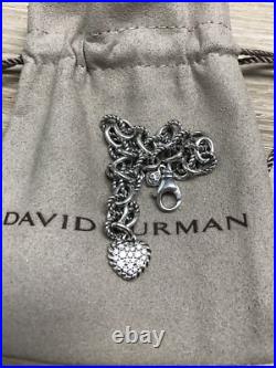 DAVID YURMAN NEW Silver Cookie Classic Pave Diamond Heart Charm Bracelet L DAVID YURMAN NEW Silver Cookie Classic Pave Diamond Heart Charm Bracelet L
