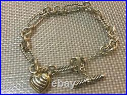 DAVID YURMAN Sterling Silver Chain Link Bracelet with 18k Heart Charm