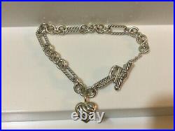 DAVID YURMAN Sterling Silver Chain Link Bracelet with 18k Heart Charm