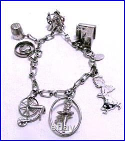Danecraft Charm Bracelet Wells Moving Swing Heart Ballerina Vtg Sterling Silver