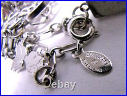 Danecraft Charm Bracelet Wells Moving Swing Heart Ballerina Vtg Sterling Silver