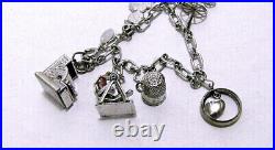 Danecraft Charm Bracelet Wells Moving Swing Heart Ballerina Vtg Sterling Silver