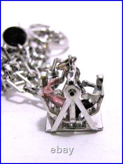 Danecraft Charm Bracelet Wells Moving Swing Heart Ballerina Vtg Sterling Silver