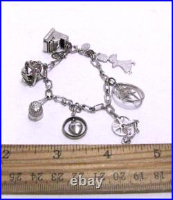 Danecraft Charm Bracelet Wells Moving Swing Heart Ballerina Vtg Sterling Silver