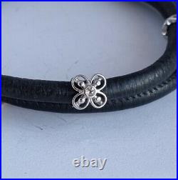 Danish CHRISTINA Leather Bracelet w 5 Silver 925 Charms