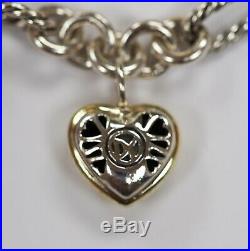 David Yurman 18k & Sterling Silver Heart Charm Bracelet 7.25